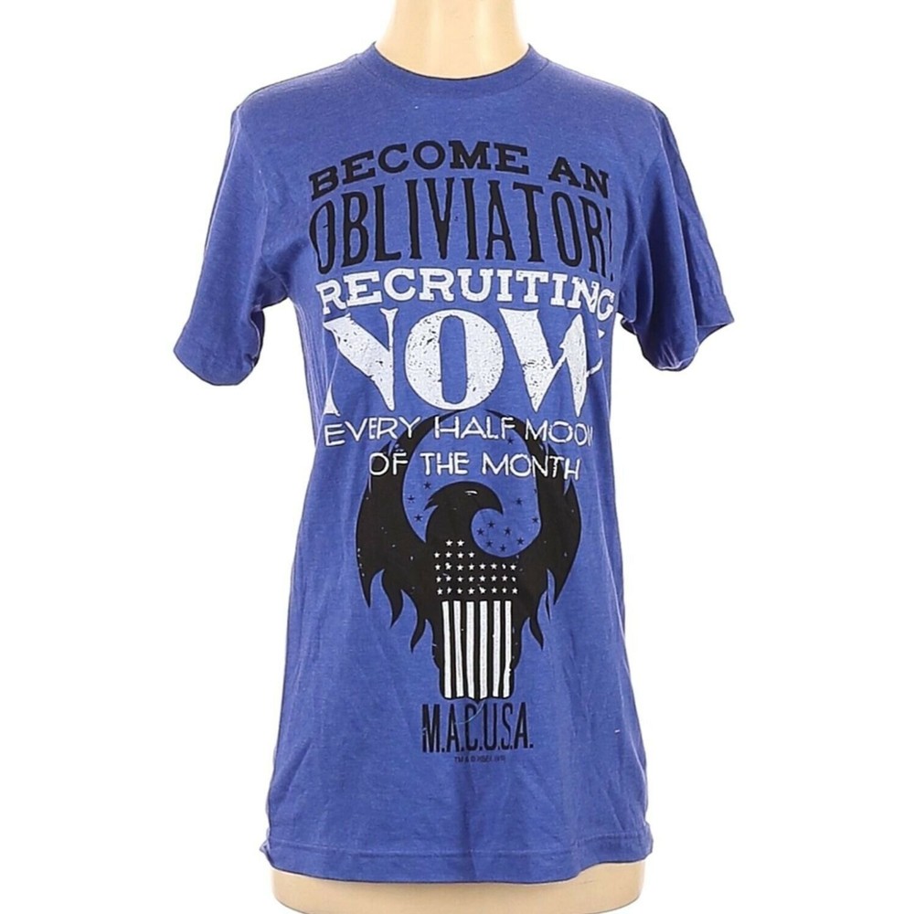 Harry Potter Fantastic Beasts Blue Short Sleeve Vintage Poster T-Shirt SZ Small
